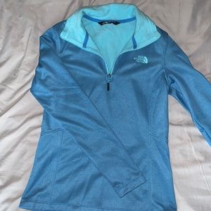 ❤️blue fleece lined north face quarter zip jacket- small